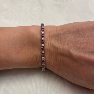 💕CZ 7” Diamond and Ruby💕 .925 Silver Tennis Bracelet - Valentines Day’s Special